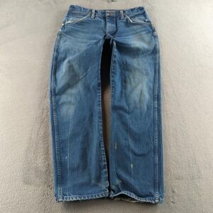 Vintage 90s Wrangler 13MWZ Jeans 33x29 (Fits 30x29) Blue‎ Thrashed Straight USA